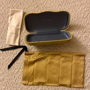 Gucci Gold Sunglasses Case Set